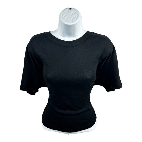 Women's Alternative Apparel Headliner Cropped Tee - Vintage Jersey Style (Black) - Picture 6 of 6